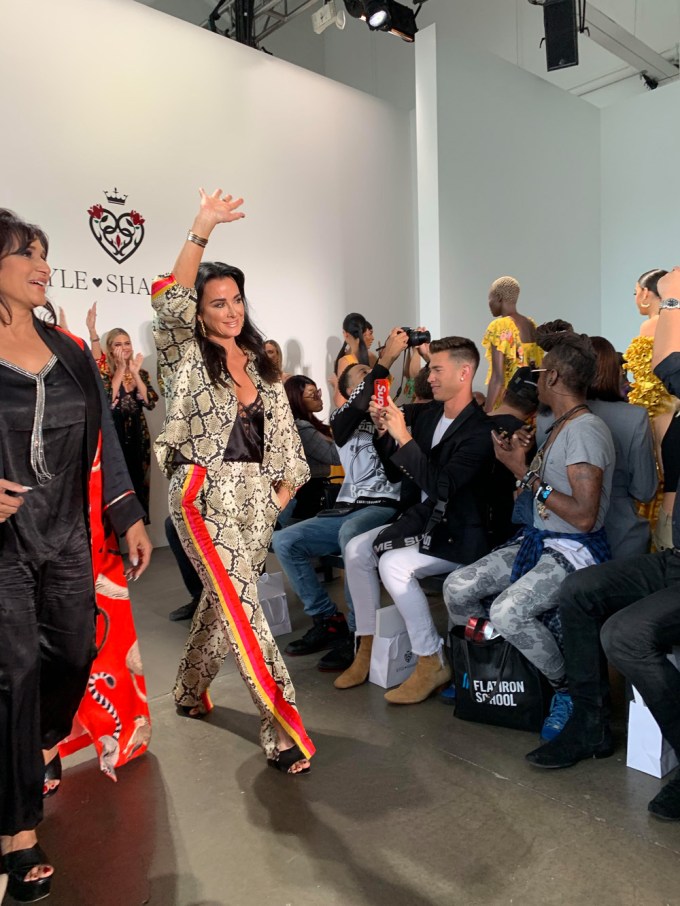 Kyle Richards and Shahida Clayton thank their audience at NYFW