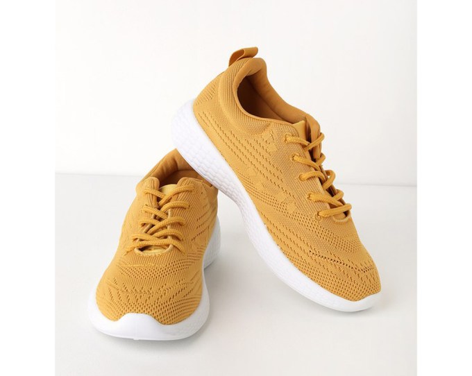 Lulus Malden Yellow Knit Sneakers, $31, lulus.com