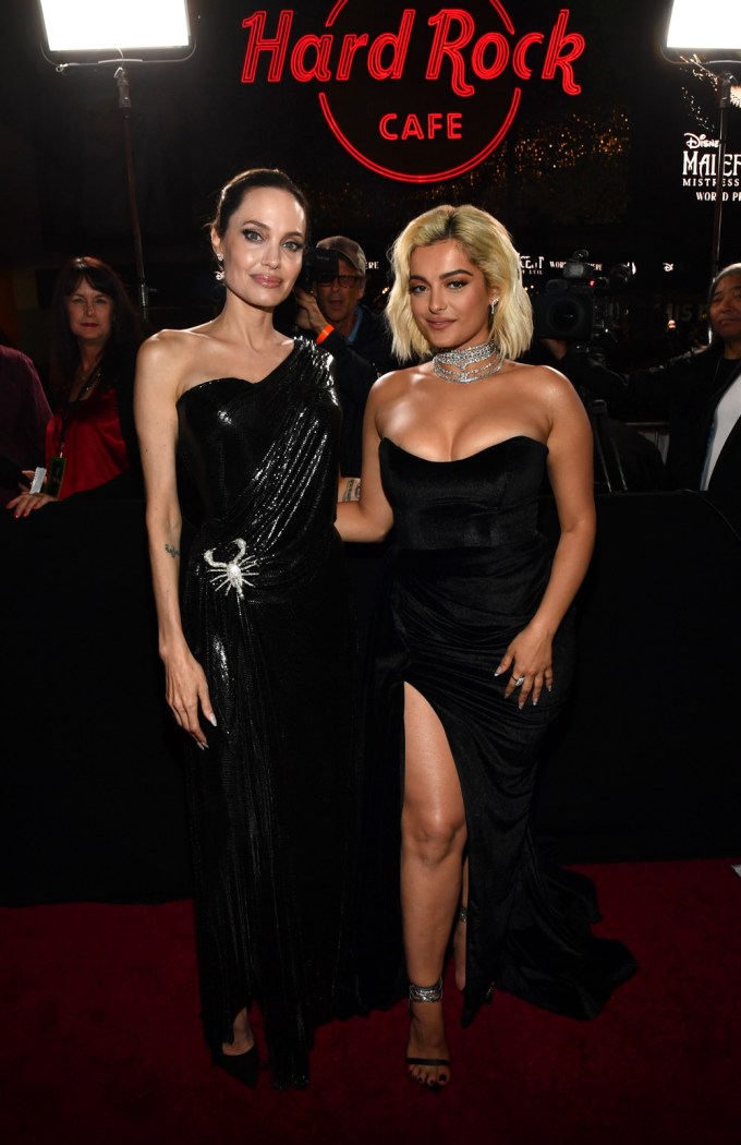 Angelina Jolie and Bebe Rexha pose together