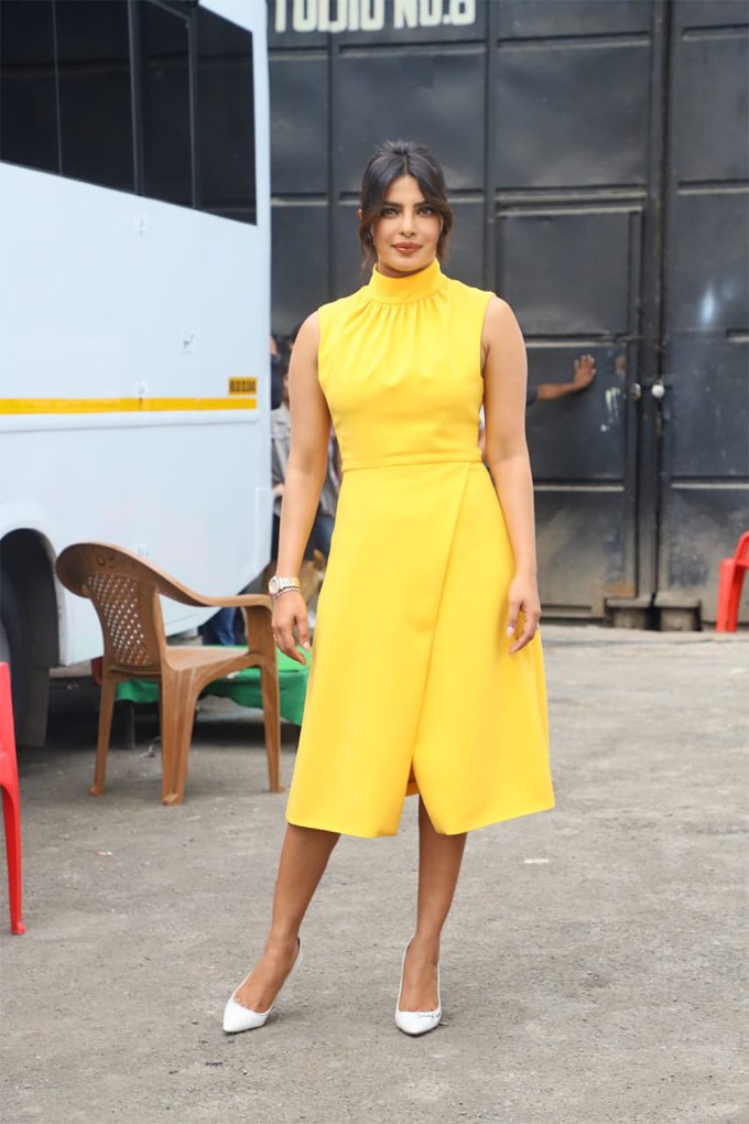 Priyanka Chopra in yellow midi dress