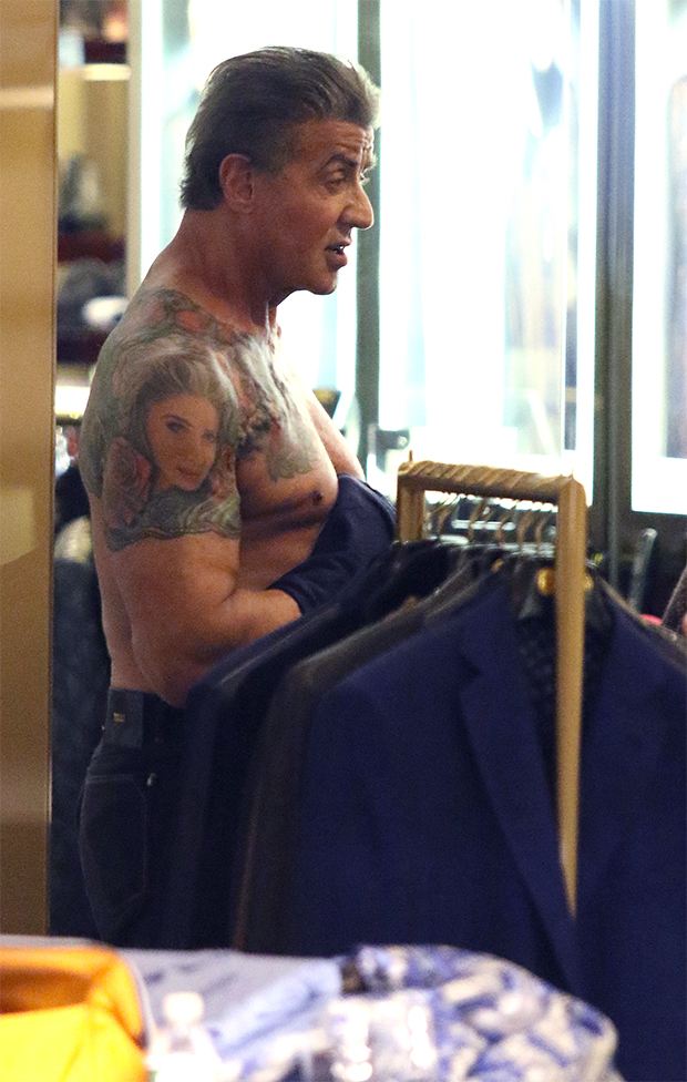 Sylvester Stallone Goes Shirtless To Show Off Ripped Chest & Tattoos –  Hollywood Life