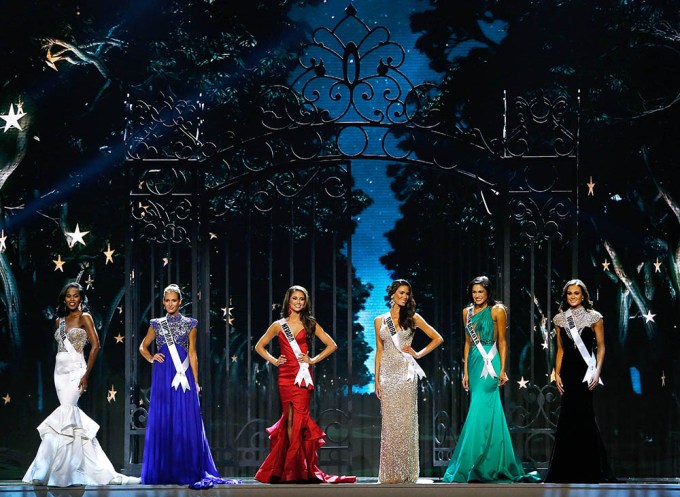 Audra Lines Up with Contestants in the Miss USA Pageant