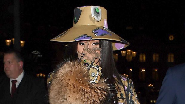 Cardi B Wore a Sheer Catsuit and Ski Mask at Paris Fashion Week