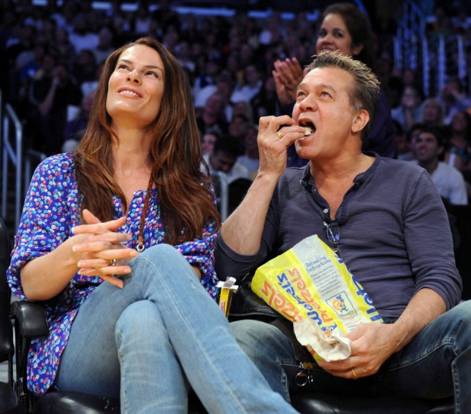Eddie Van Halen & his wife Janie at a L.A. Lakers game