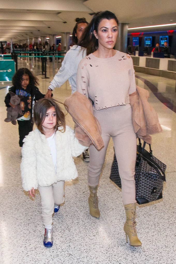Kourtney Kardashian & Daughter At LAX