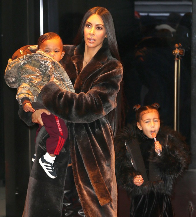 Kim Kardashian & North West With Saint In NYC