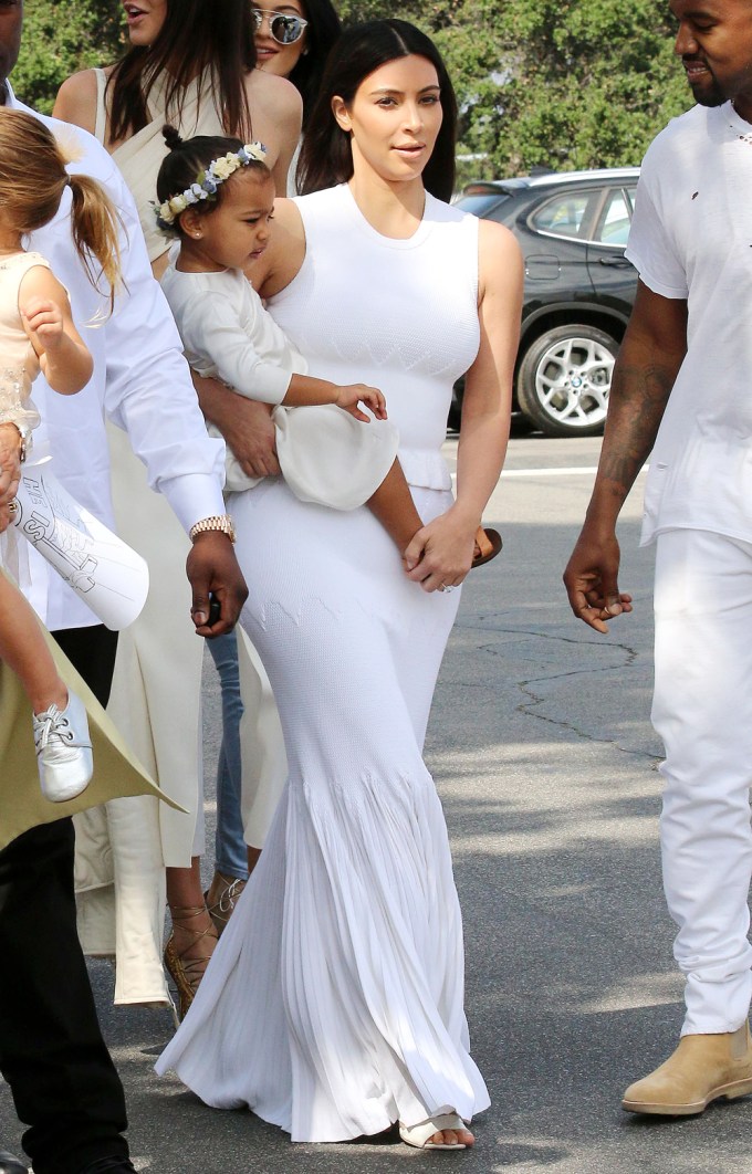 Kim Kardashian & North West Arrive At Church