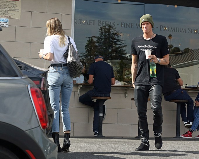 Miley Cyrus & Cody Simpson leaving lunch