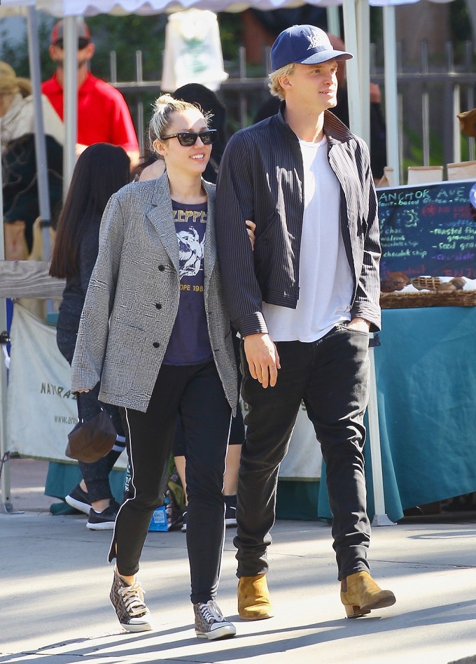 Miley Cyrus and Cody Simpson Shopping in Old Town Calabasas