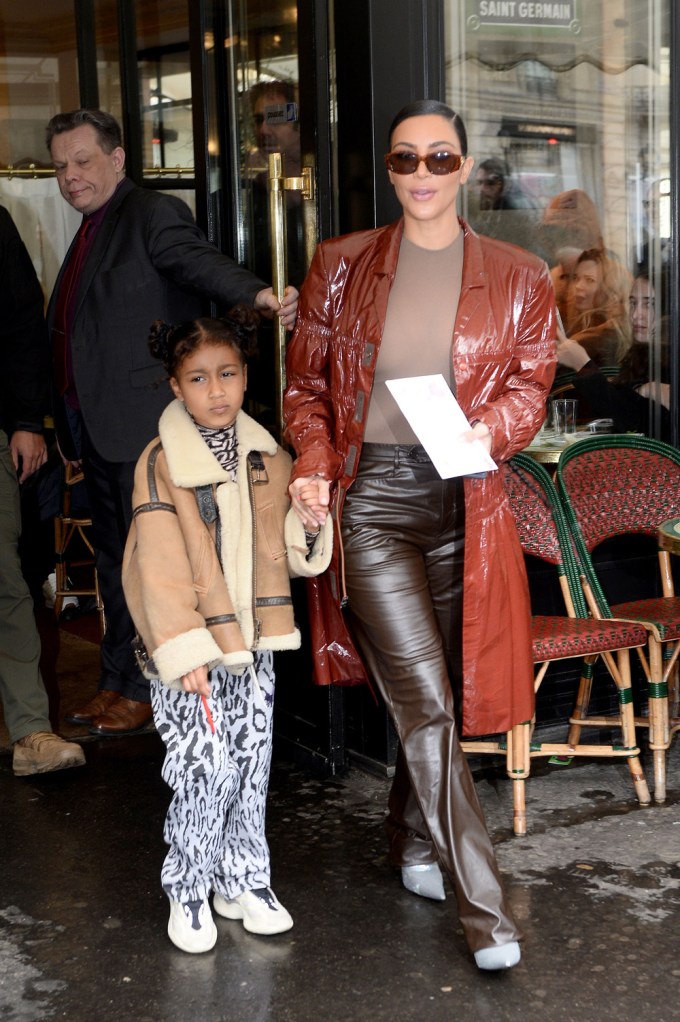 Kim Kardashian & North West Leaving Le Flore Cafe