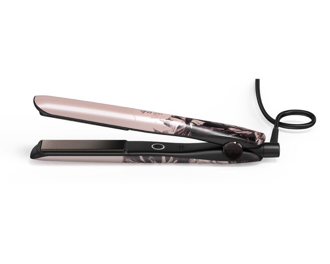 ghd gold ink on pink styler, $199, Ghdhair.com