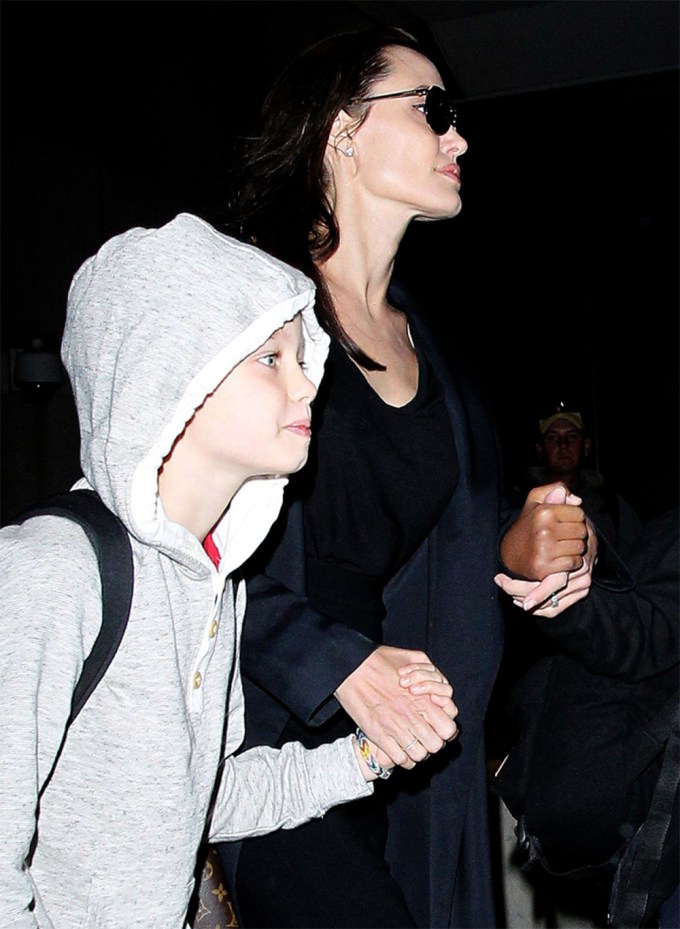 Angelina Jolie & Shiloh Jolie-Pitt At LAX