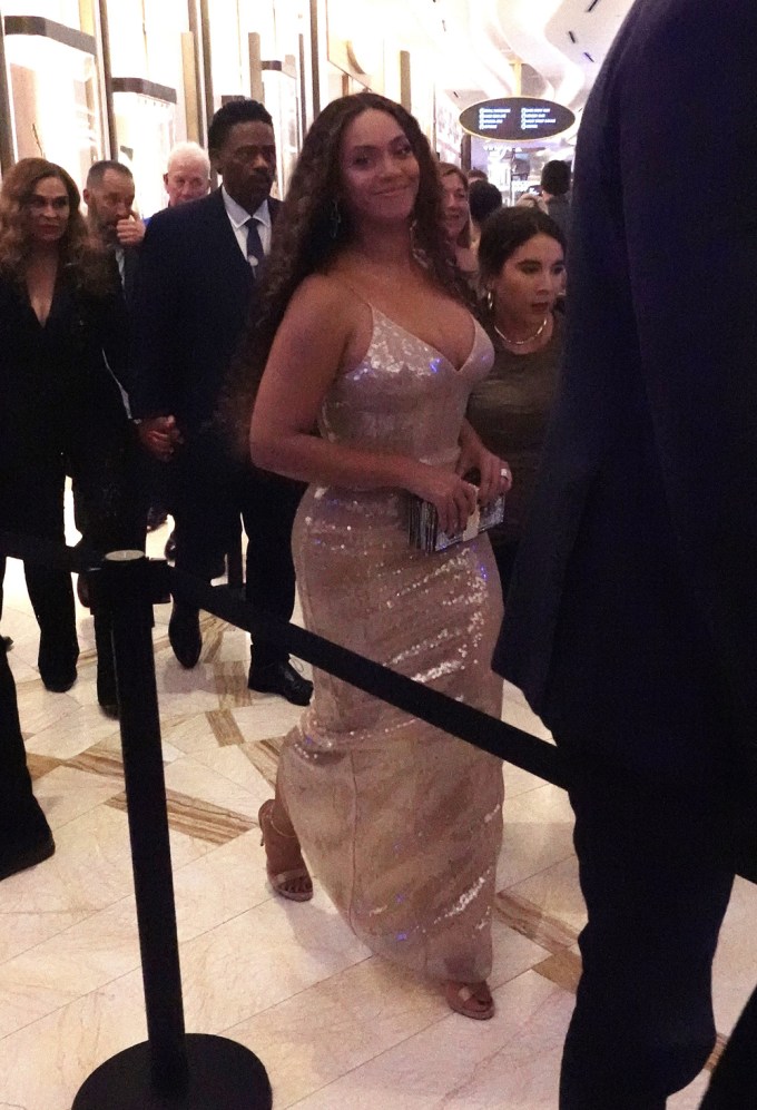 Beyonce in a gold sequin dress