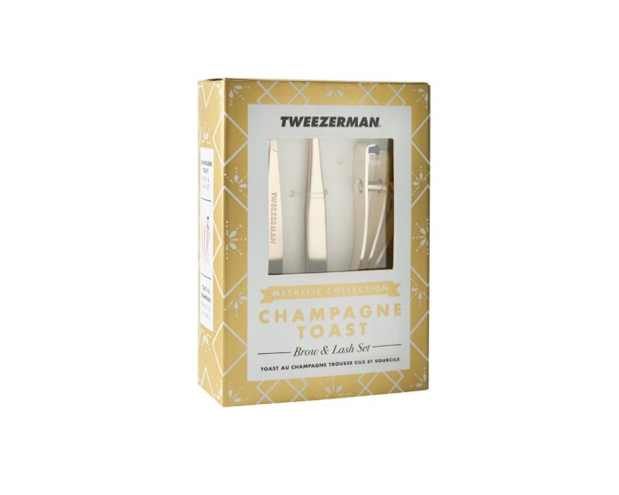 Tweezerman Champagne Toast Brow and Lash Set, $60, Tweezerman.com