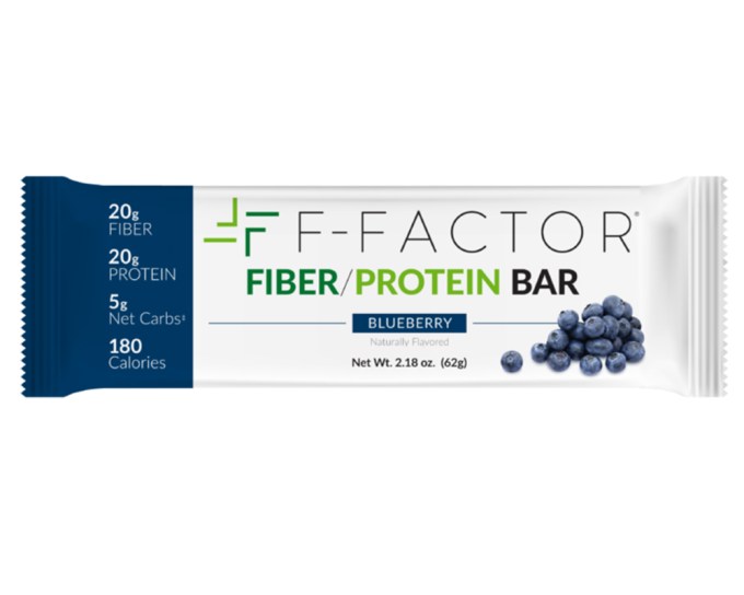 F-Factor Fiber/Protein Bar – Blueberry, $34.99 box of 12, ffactor.com