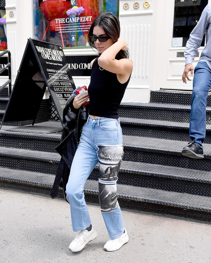 Kendall Jenner In Patched Jeans