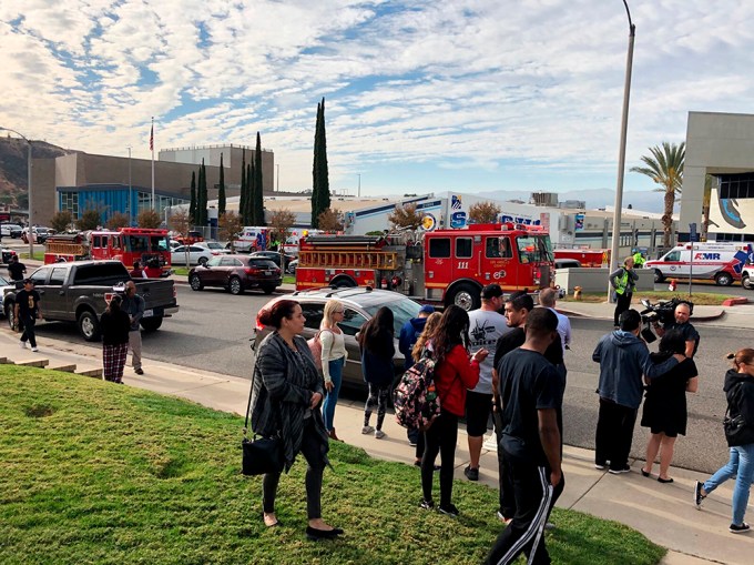People Waiting Outside Saugus High School Following Tragic Shooting