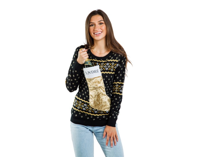 Tipsy Elves Andre Champagne Stocking Sweater, $64.95, tipsyelves.com