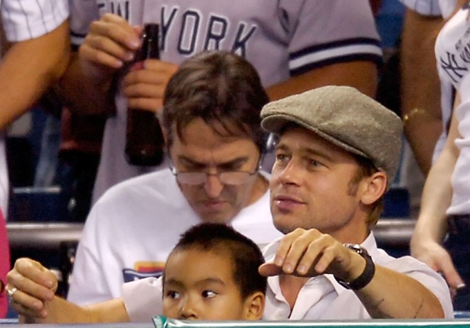 Brad Pitt Takes Maddox To A Mariners Vs. Yankees Baseball Game