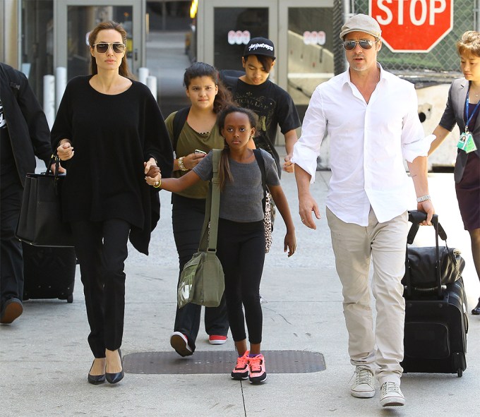 Brad Pitt & Angelina Jolie Take The Kids To LAX Airport
