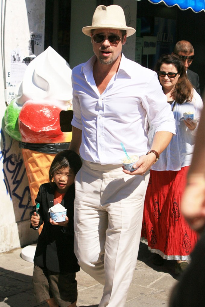 Brad Pitt & Pax Get Ice Cream At The Venice Film Festival