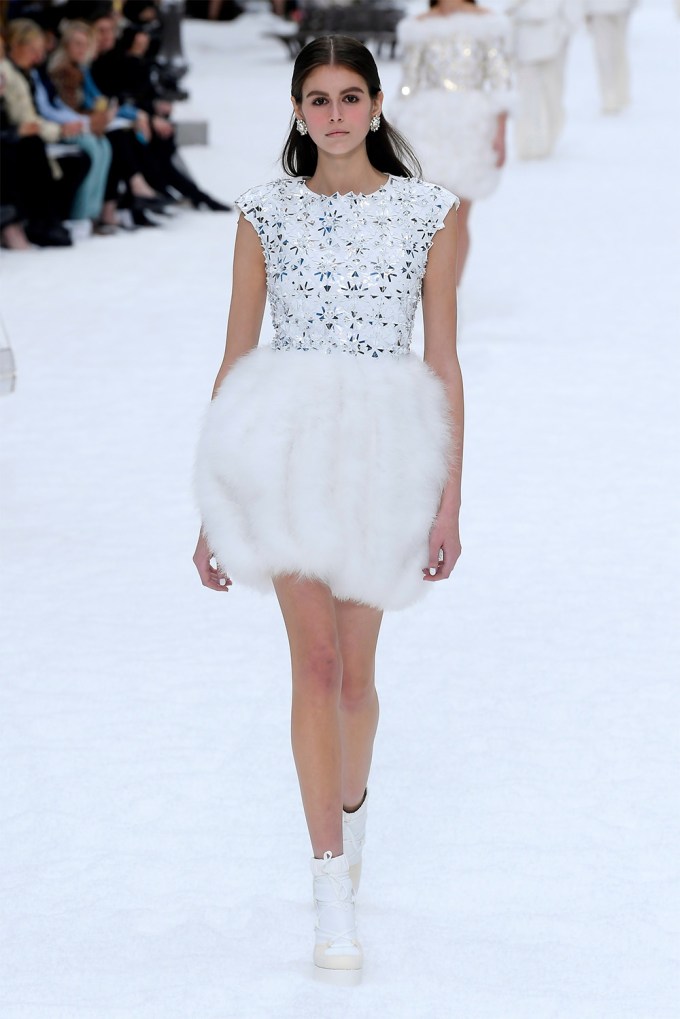 Kaia Gerber walks the Chanel runway