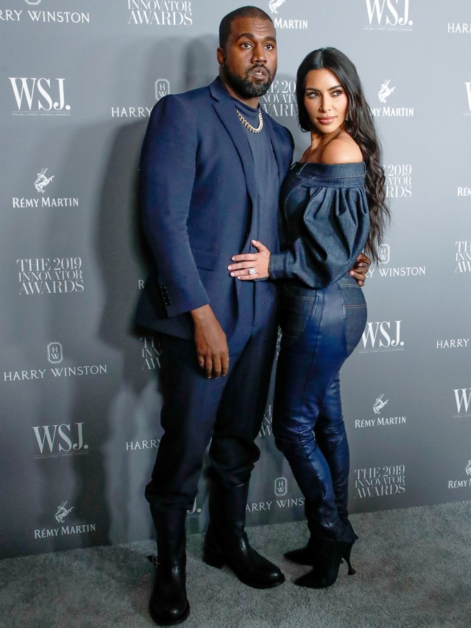 Kim Kardashian & Kanye West In Blue