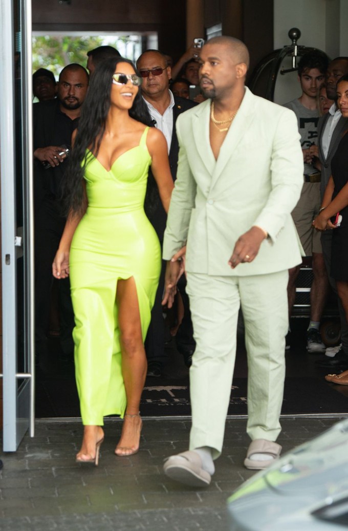 Kim Kardashian In Neon Green Dress