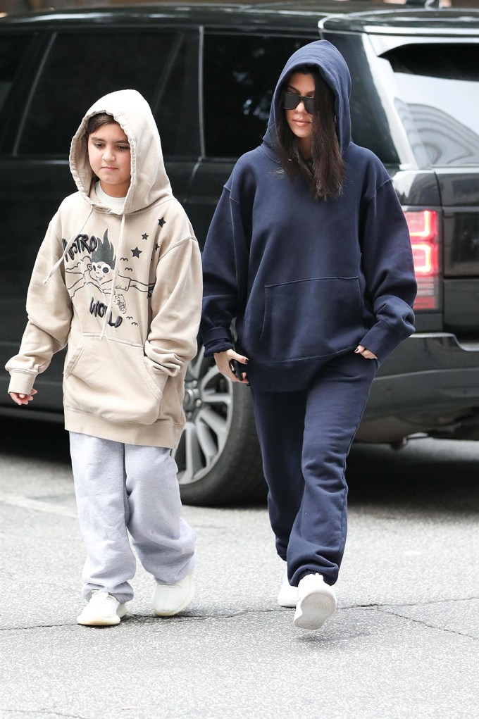 Mason Disick & Kourtney Kardashian Look Cozy In Sweats