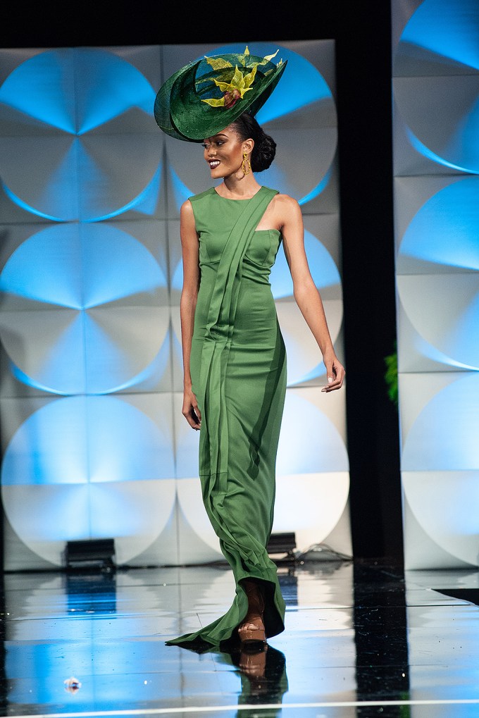 Kadejah Bodden, Miss Cayman Islands 2019 is simple in green