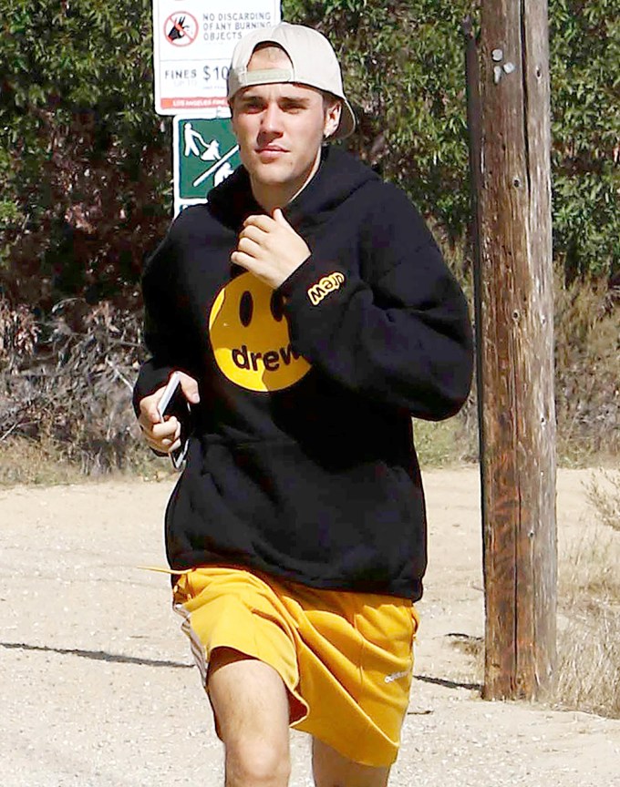 Justin Bieber goes for a run