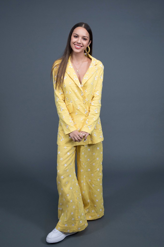 Olivia Rodrigo in a yellow suit