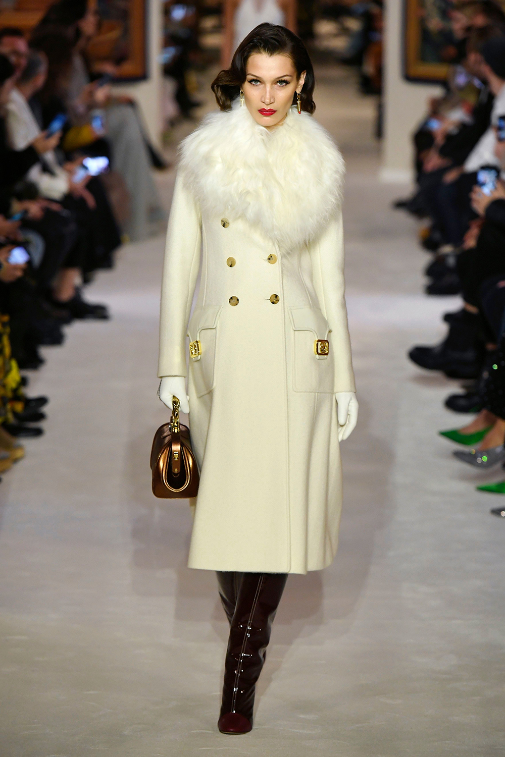 Bella Hadid attends the Louis Vuitton Menswear Fall/Winter 2020
