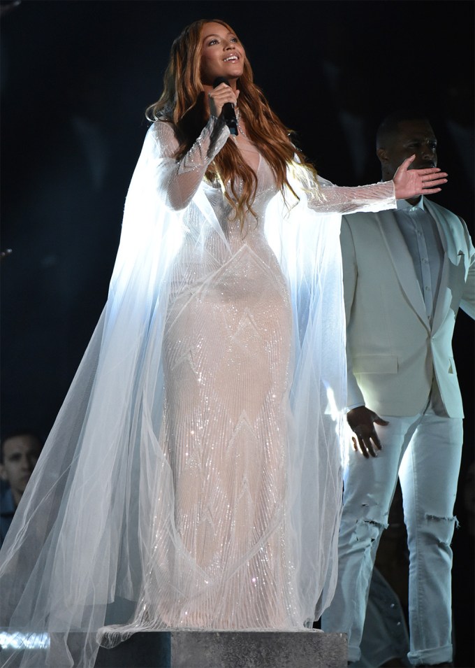 Beyonce performs at the 57th Annual Grammy Awards