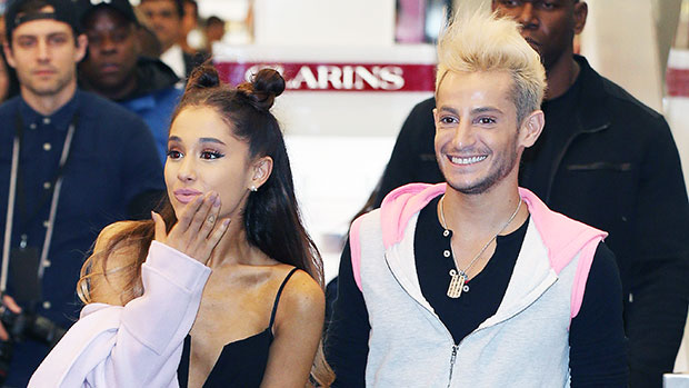 Ariana Grande greets fans while attending her brother Frankie