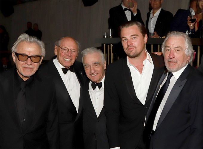 Harvey Keitel, Irwin Winkler, Martin Scorsese, Leonardo DiCaprio, and Robert De Niro
