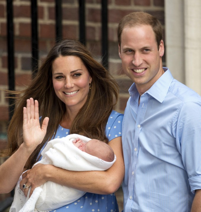 Catherine Duchess of Cambridge Holds Newborn Prince George