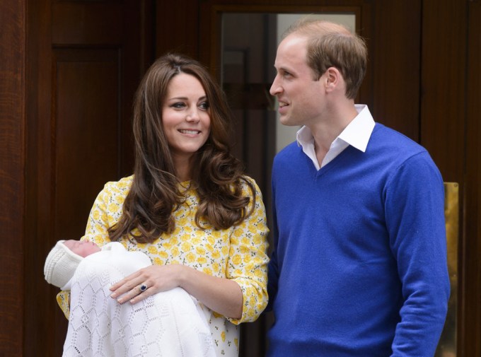 Catherine Duchess of Cambridge Holds Newborn Princess Charlotte