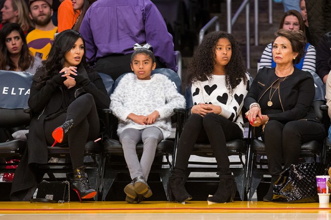 Vanessa Bryant & Daughters At The Pacers Vs. Lakers