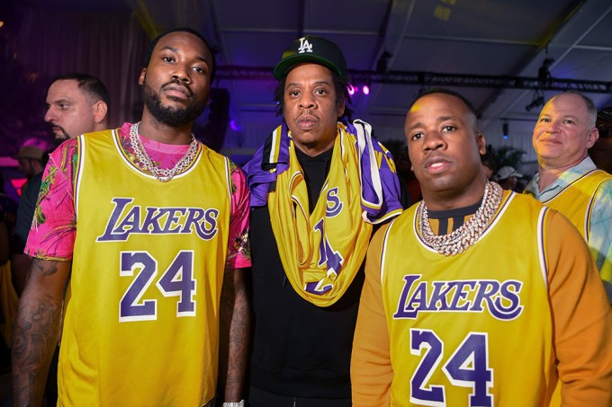 Meek Mill, JAY Z and Yo Gotti rock Kobe jerseys at Michael Rubin’s annual Fanatics Super Bowl party