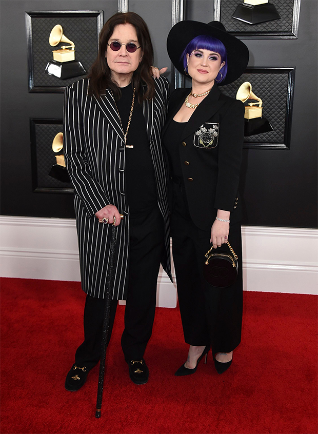 Ozzy Osbourne At Grammys 2020: Rocks Striped Coat With Kelly Osbourne – Hollywood Life