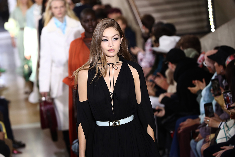 Louis Vuitton Chain Links Patches Necklace worn by Bella Hadid Paris  January 15, 2020