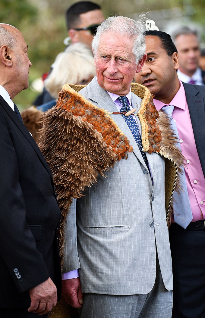 King Charles Draped in Feathers in New Zealand