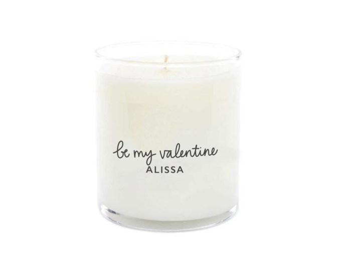 The Little Market Be My Valentine Candle Personalized, $40, thelittlemarket.com