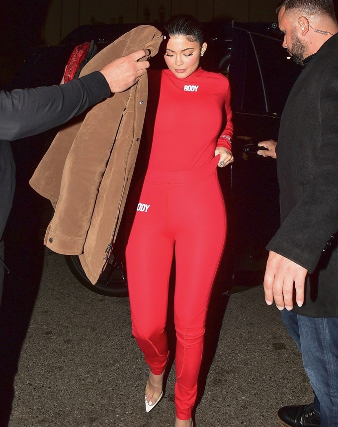 Kylie Jenner Rocks A Red Bodysuit