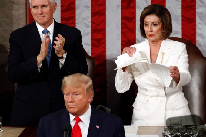 Nancy Pelosi Rips Up Trump’s Speech