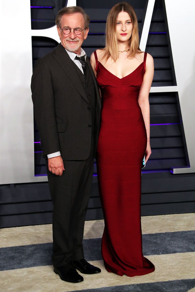 Steven Spielberg at the Vanity Fair Oscar Party with Daughter Destry