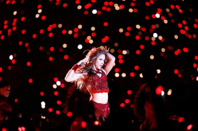 Shakira In Red Outfit At Super Bowl