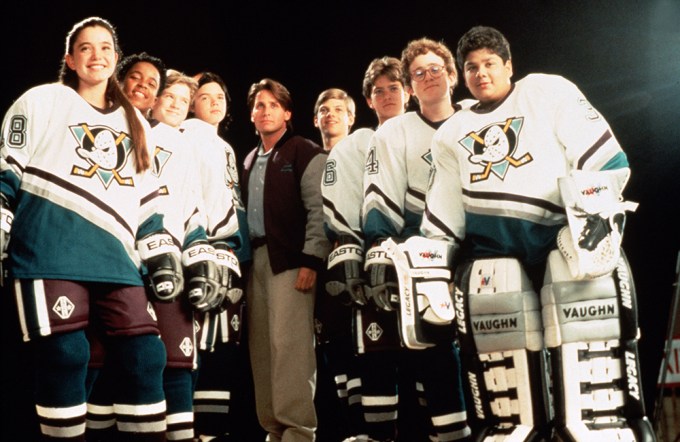 ‘The Mighty Ducks’ Team Poses With Coach Gordon Bombay