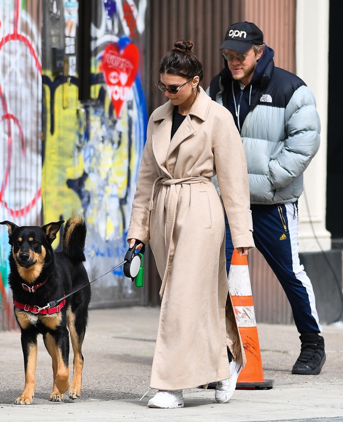 Emily Ratajkowski And Husband Sebastian Bear-McClard Walk Their Dog Colombo